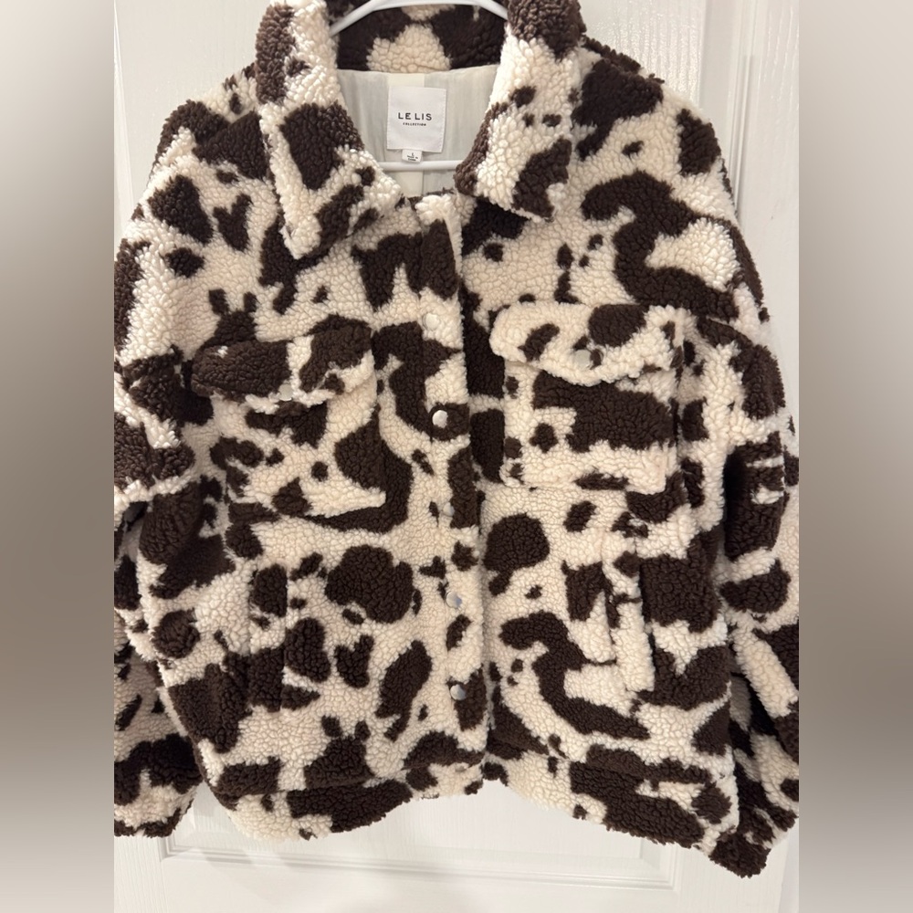 Cow Print Sherpa Jacket